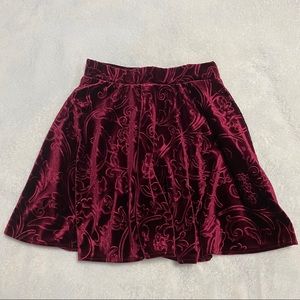 Maroon Velvet Skater Skirt